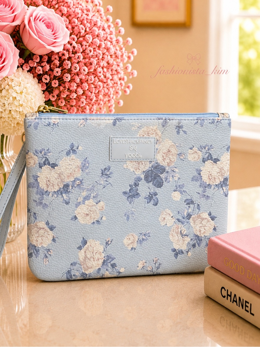LoveShackFancy x target pouch everblooming Rosettes Flat Zip Pencil Case wrislet